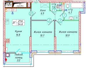 Студия квартира, вторичка, 55м2, 18/21 этаж