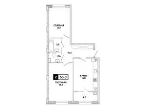 2-к квартира, вторичка, 66м2, 8/8 этаж