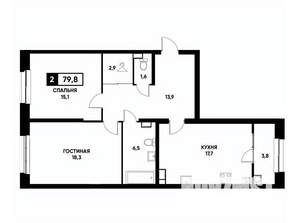 2-к квартира, вторичка, 80м2, 4/20 этаж