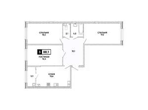 3-к квартира, вторичка, 88м2, 10/16 этаж