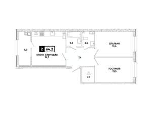 1-к квартира, вторичка, 64м2, 9/12 этаж