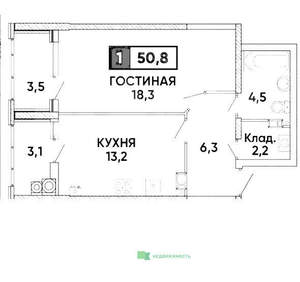 1-к квартира, вторичка, 51м2, 2/24 этаж
