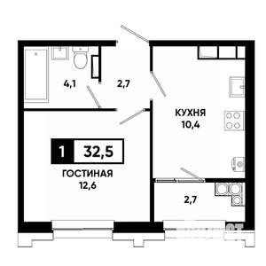 1-к квартира, вторичка, 33м2, 18/21 этаж