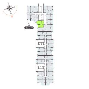 1-к квартира, вторичка, 34м2, 13/19 этаж