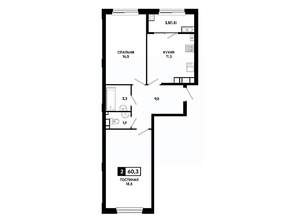 2-к квартира, вторичка, 60м2, 18/24 этаж