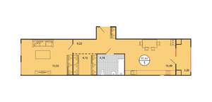1-к квартира, строящийся дом, 51м2, 1/4 этаж