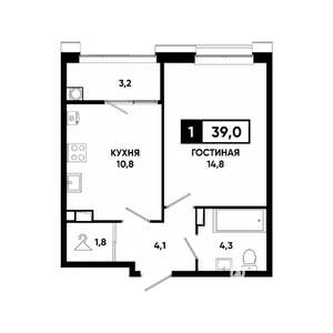 1-к квартира, вторичка, 39м2, 8/20 этаж