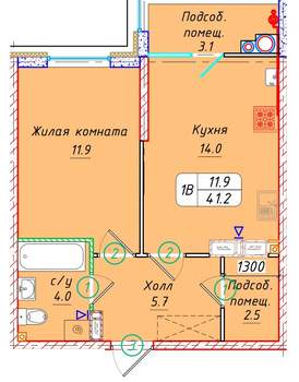 Студия квартира, вторичка, 41м2, 22/21 этаж