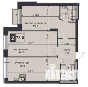 2-к квартира, строящийся дом, 73м2, 5/9 этаж