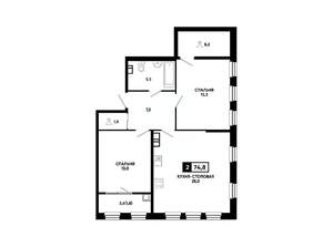 1-к квартира, вторичка, 75м2, 10/14 этаж