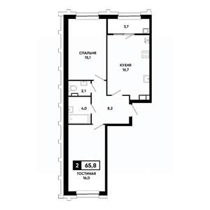 2-к квартира, вторичка, 66м2, 11/21 этаж