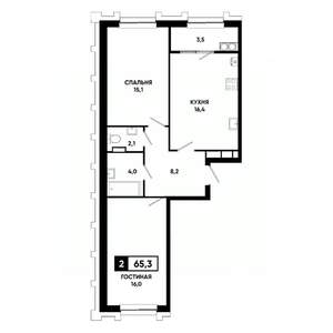 2-к квартира, вторичка, 65м2, 20/21 этаж
