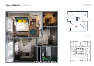 1-к квартира, вторичка, 40м2, 3/20 этаж