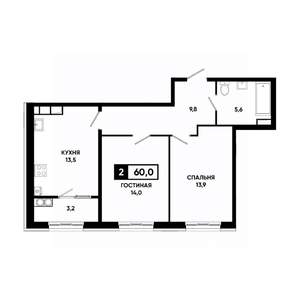 2-к квартира, вторичка, 60м2, 15/18 этаж