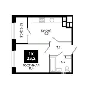 1-к квартира, вторичка, 33м2, 18/24 этаж