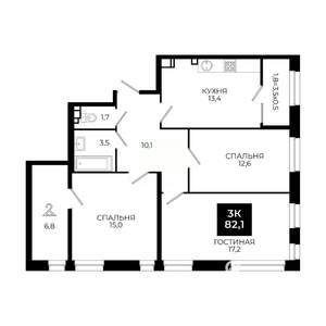3-к квартира, вторичка, 82м2, 11/24 этаж