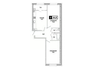 2-к квартира, вторичка, 65м2, 10/16 этаж