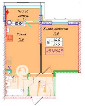 1-к квартира, вторичка, 40м2, 2/22 этаж