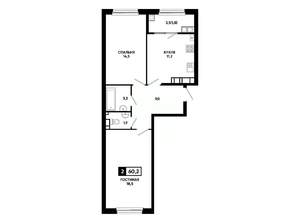 2-к квартира, вторичка, 60м2, 24/24 этаж