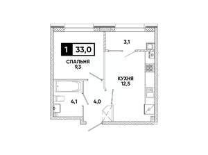 1-к квартира, вторичка, 33м2, 2/8 этаж