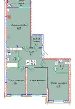 Студия квартира, вторичка, 79м2, 22/21 этаж