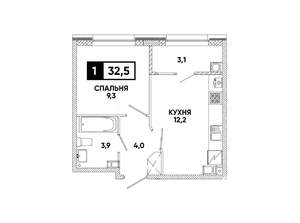1-к квартира, вторичка, 33м2, 4/8 этаж