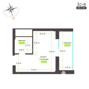 Студия квартира, вторичка, 22м2, 7/19 этаж