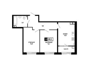 2-к квартира, вторичка, 59м2, 5/24 этаж
