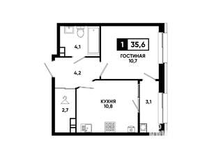 1-к квартира, вторичка, 36м2, 4/12 этаж