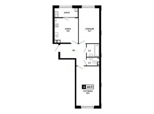 2-к квартира, вторичка, 61м2, 3/24 этаж