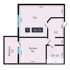 1-к квартира, строящийся дом, 35м2, 15/16 этаж