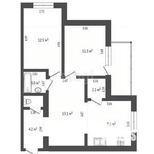1-к квартира, вторичка, 46м2, 12/24 этаж