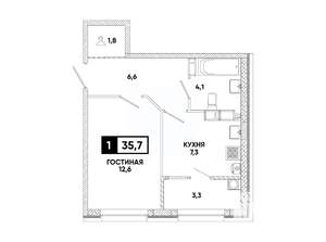 1-к квартира, вторичка, 36м2, 12/12 этаж