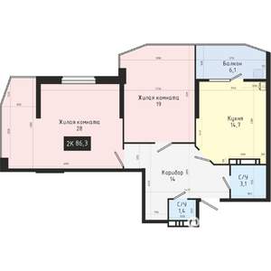 2-к квартира, вторичка, 86м2, 9/9 этаж