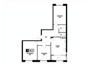 3-к квартира, вторичка, 88м2, 4/18 этаж