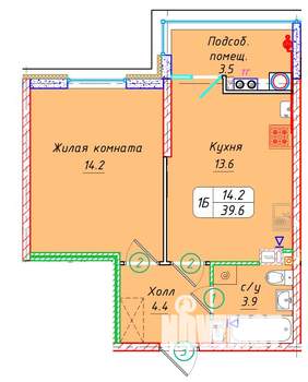 1-к квартира, вторичка, 40м2, 9/22 этаж