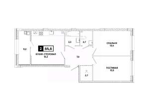 1-к квартира, вторичка, 65м2, 2/12 этаж