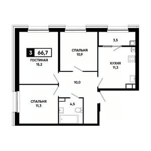 3-к квартира, вторичка, 67м2, 8/16 этаж
