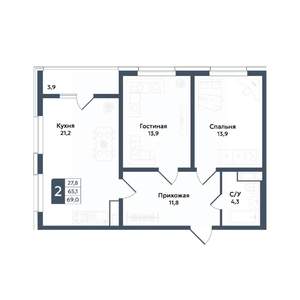 2-к квартира, вторичка, 69м2, 20/20 этаж