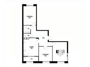 3-к квартира, вторичка, 88м2, 4/18 этаж