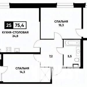 2-к квартира, вторичка, 76м2, 7/24 этаж