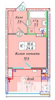 Студия квартира, вторичка, 25м2, 13/22 этаж