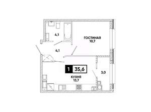 1-к квартира, вторичка, 36м2, 16/16 этаж