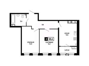 2-к квартира, вторичка, 59м2, 20/24 этаж