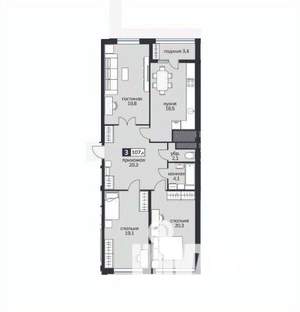 3-к квартира, строящийся дом, 107м2, 14/16 этаж