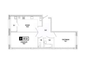 2-к квартира, вторичка, 58м2, 11/12 этаж