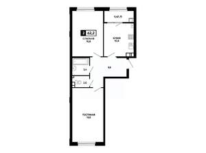 2-к квартира, вторичка, 62м2, 5/24 этаж