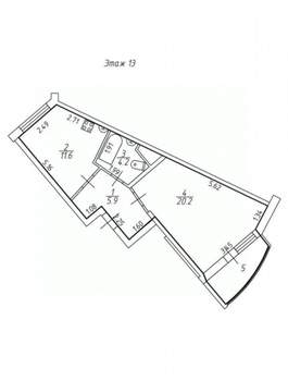 1-к квартира, вторичка, 42м2, 13/13 этаж