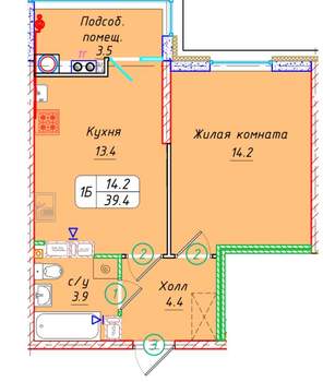 Студия квартира, вторичка, 39м2, 12/21 этаж