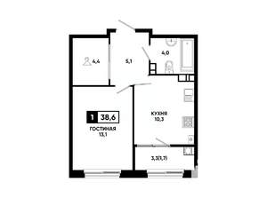 1-к квартира, вторичка, 39м2, 9/24 этаж